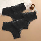 3Pcs/set Women Cotton Lace Panties Floral Intimate Underwear Trendy Patchwork Lace Briefs Female Soft Underpants Lingerie S-XL - Matrix Studios