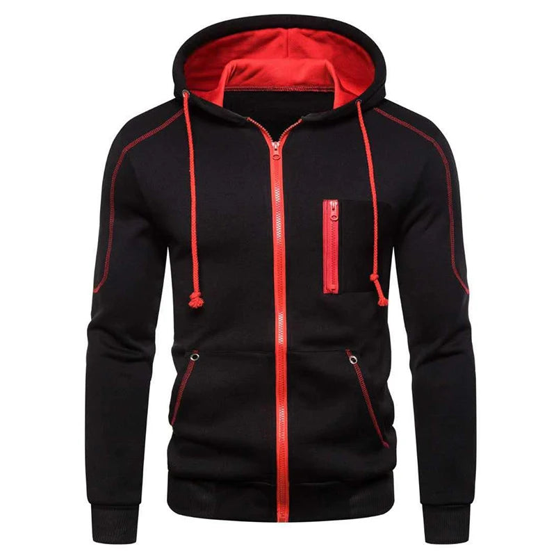 Men's Long Sleeve Zip Up Hoodie Casual Athletic Sweatshirt Hooded Jacket with Pockets Spring Fall Warm Fleece Lined Coat Outwear - Matrix Studios