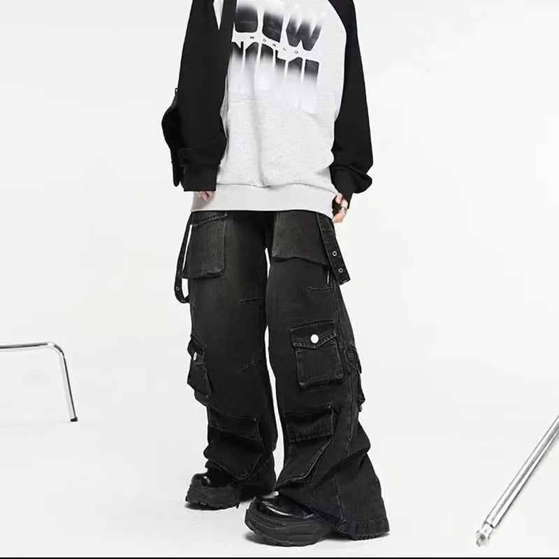 2026 Y2K Streetwear Multiple Pockets Baggy Cargo Jeans Pants For Men Clothing Vintage Loose Women Denim Trousers Pantalon Homme - Matrix Studios