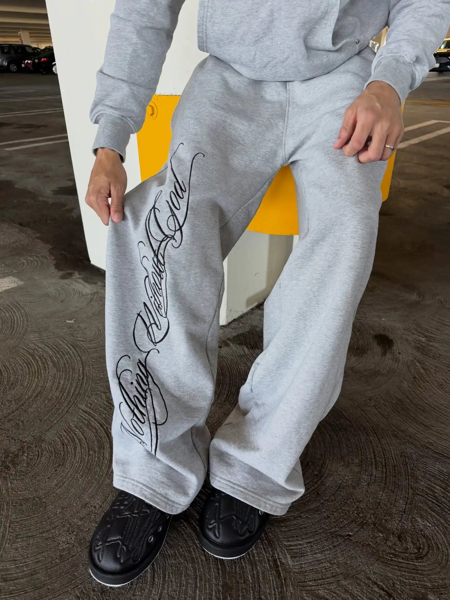 Y2k Street Style Large Area Embroidered Back Oversized Loose Hooded Sweatshirt Stretch Jogging Pants Casual Sports Pants Suit