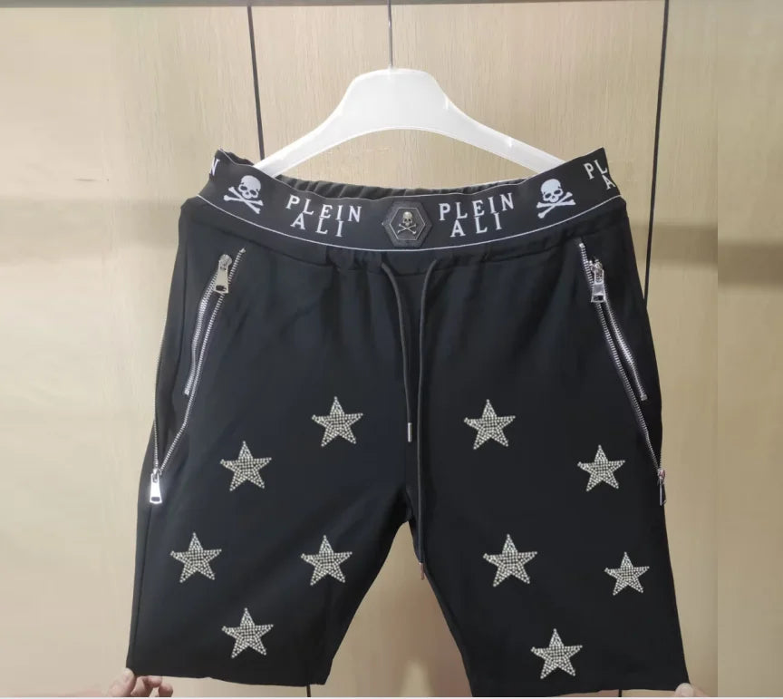 2025 Designer  Rhinestone  short Summer Luxurious Plein ali Hip Hop Male Brand Casual short pant