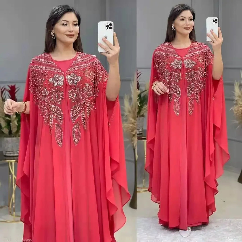 2 PCS Set Plus Size African Party Dresses for Women Chiffon Boubou Ankara Dashiki Outfit Dubai Kaftan Abaya Robe Marocaine Femme - Matrix-studios.com