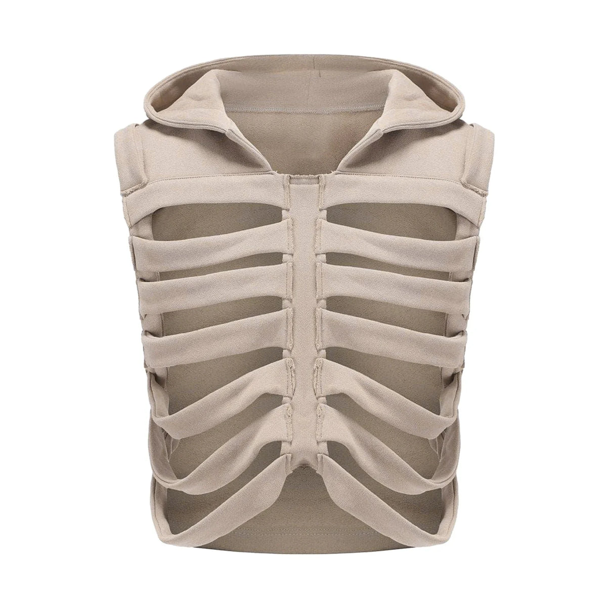 Women Gothic Vest Coat Hollowed Skeletal Gilet Hoodie Sleeveless Hooded Waistcoat Streetwear for Party - Matrix Studios
