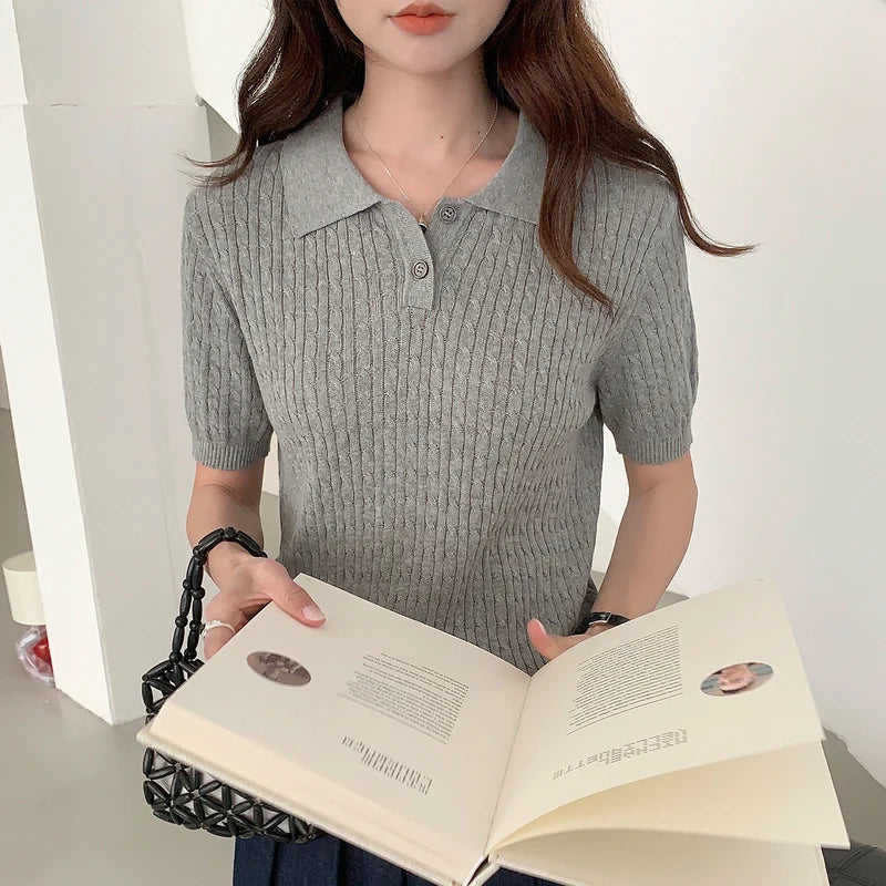 WinvyNee Women's Cotton T-shirts Summer Short Sleeve White Solid Slim Fit Y2k Polo Casual Pullovers Clothing Basic Tops A1522075 - Matrix-studios.com