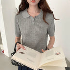 WinvyNee Women's Cotton T-shirts Summer Short Sleeve White Solid Slim Fit Y2k Polo Casual Pullovers Clothing Basic Tops A1522075 - Matrix-studios.com