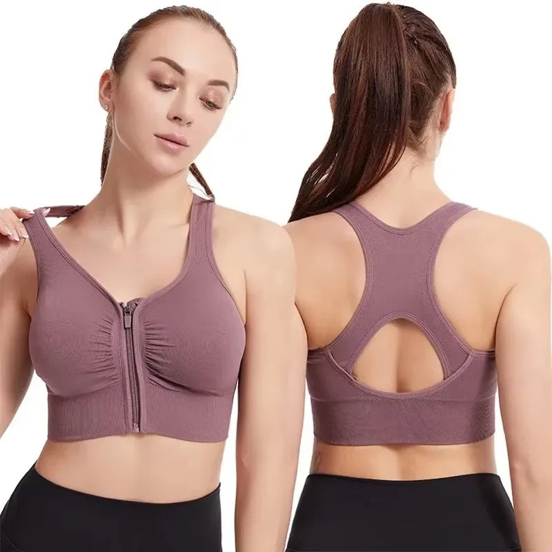 CZGUKE Women's Zipper Sports Bra Vest Plus Size Shock Resistant Bra Women's yoga Running Fitness Bra Women's Underwear - Matrix Studios