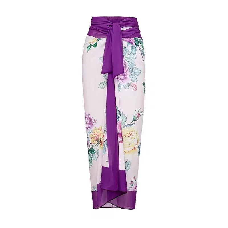 2026 New Sexy Print Retro Swimwear Beach Dress Cover Up Long Skirts Skirt Party Outfits Swimsuit Beachwear - Matrix Studios