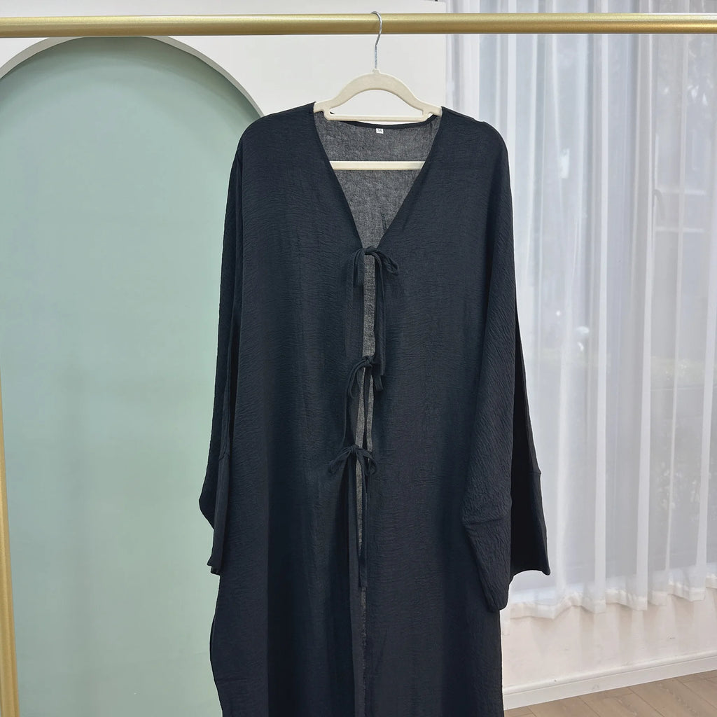 Ramadan Saudi Arabia Black Muslim Modest Cardigan for Women Eid Dubai Open Abaya Dress Luxury Islamic Turkey Party Vacation Robe - Matrix-studios.com