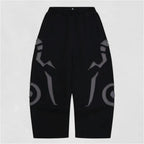 2 Pcs Set Y2K Retro Casual Hoodie Sweatpants Anime Pattern Patchwork Burr Streetwear Harajuku Hip Hop Trendy Unisex Sports Suit