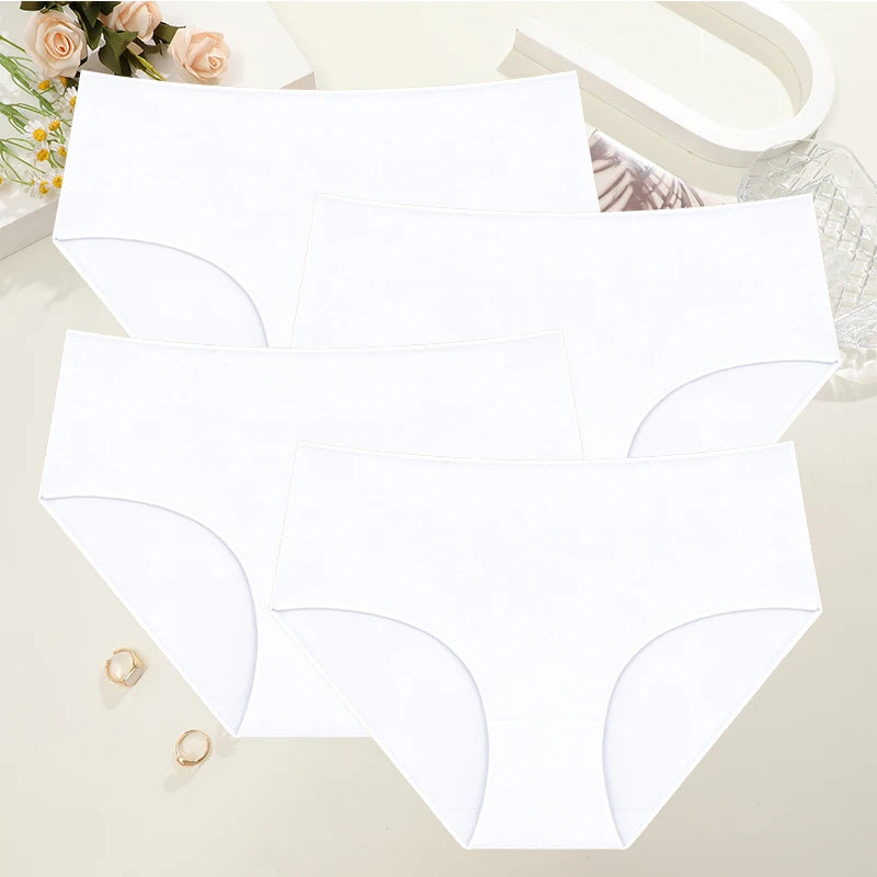 4Pcs/Set Comfort Cotton Panties Women High Waist Briefs Seamless Underwear Breathable Underpants Plus Size Panty S-2XL Intimates - Matrix Studios