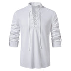 New Men's Casual Blouse Cotton Linen Shirt Tops Long Sleeve Tee Shirt Spring Autumn Slanted Placket Vintage Yoga Shirts - Matrix Studios