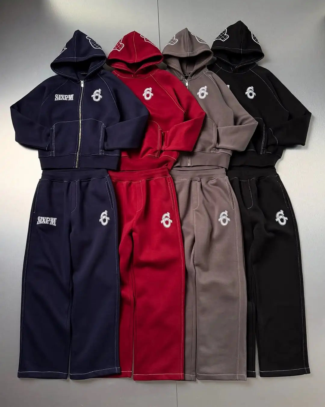 New Fashion Solid Color 2 Piece Casual Hoodie Sets Sweatshirt Y2K Retro Embroidered Logo High Street Hip Hop Unisex Jogger Suits