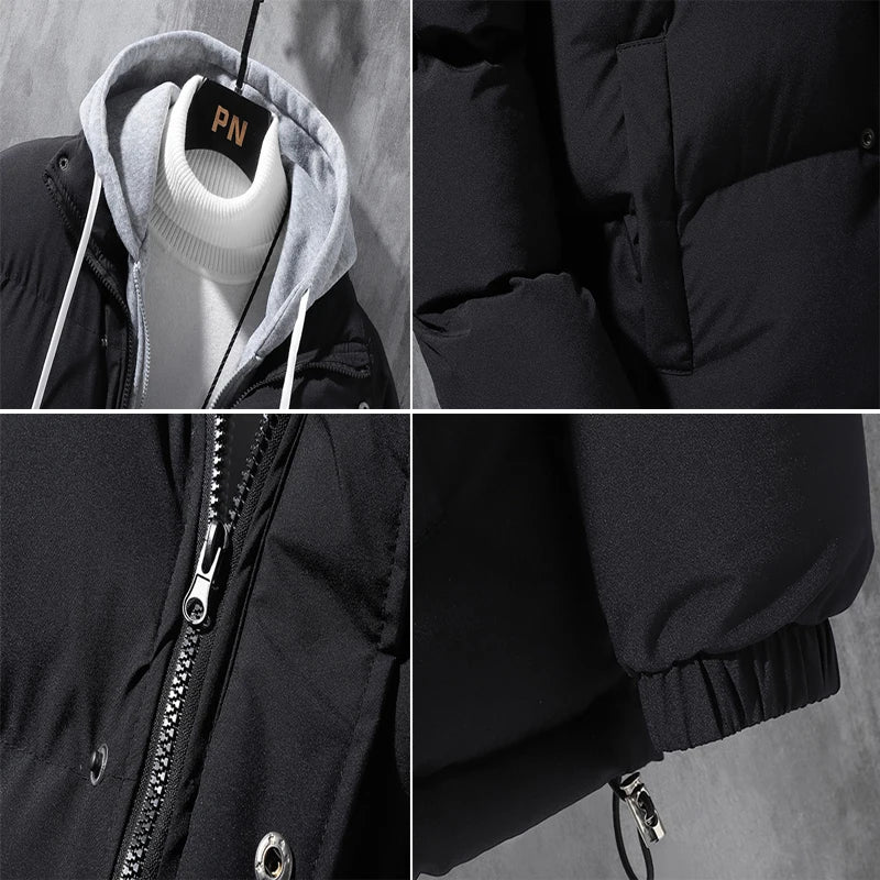 Winter Men's Padded Jackets Fashion Men Cotton Warm Down Hooded Parkas Coats Casual Men Thermal Windbreaker Coats Clothing 5XL - Matrix Studios