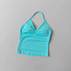 Sexy Halter Neck Beautiful Back High Waist Peach Sports Bras Shorts Suit Pilates Gathering Yoga Vest Training Fitness Bra Sets - Matrix-studios.com
