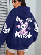 Mix And Match Cartoon Rabbit Prints Women Hoodie Pocket Streetwear Harajuku Loose Hoody All-Match Fleece Female Clothing - Matrix Studios