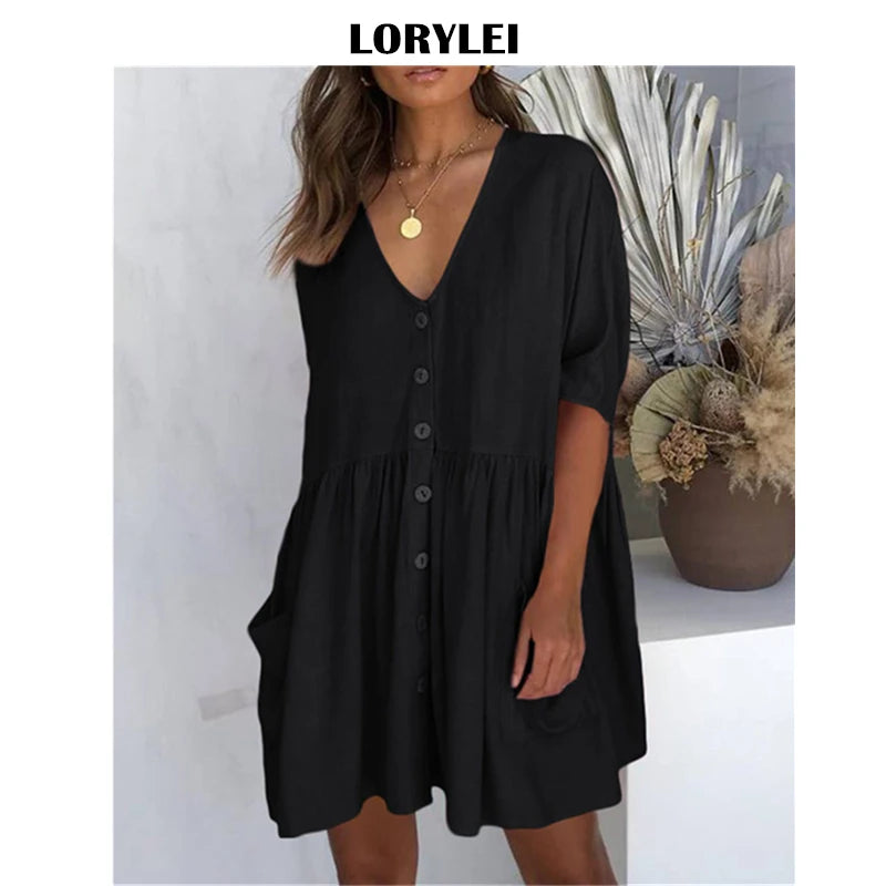 New Cover-ups 2023 Sexy V-neck Summer Beach Dress Tunic Women Casual Beachwear Swimsuit Cover Up Sarong Plage N771 - Matrix Studios