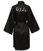 Wedding Party Team Bride Robe With Black Letters Kimono Satin Pajamas Bridesmaid Bathrobe SP063 - Matrix-studios.com