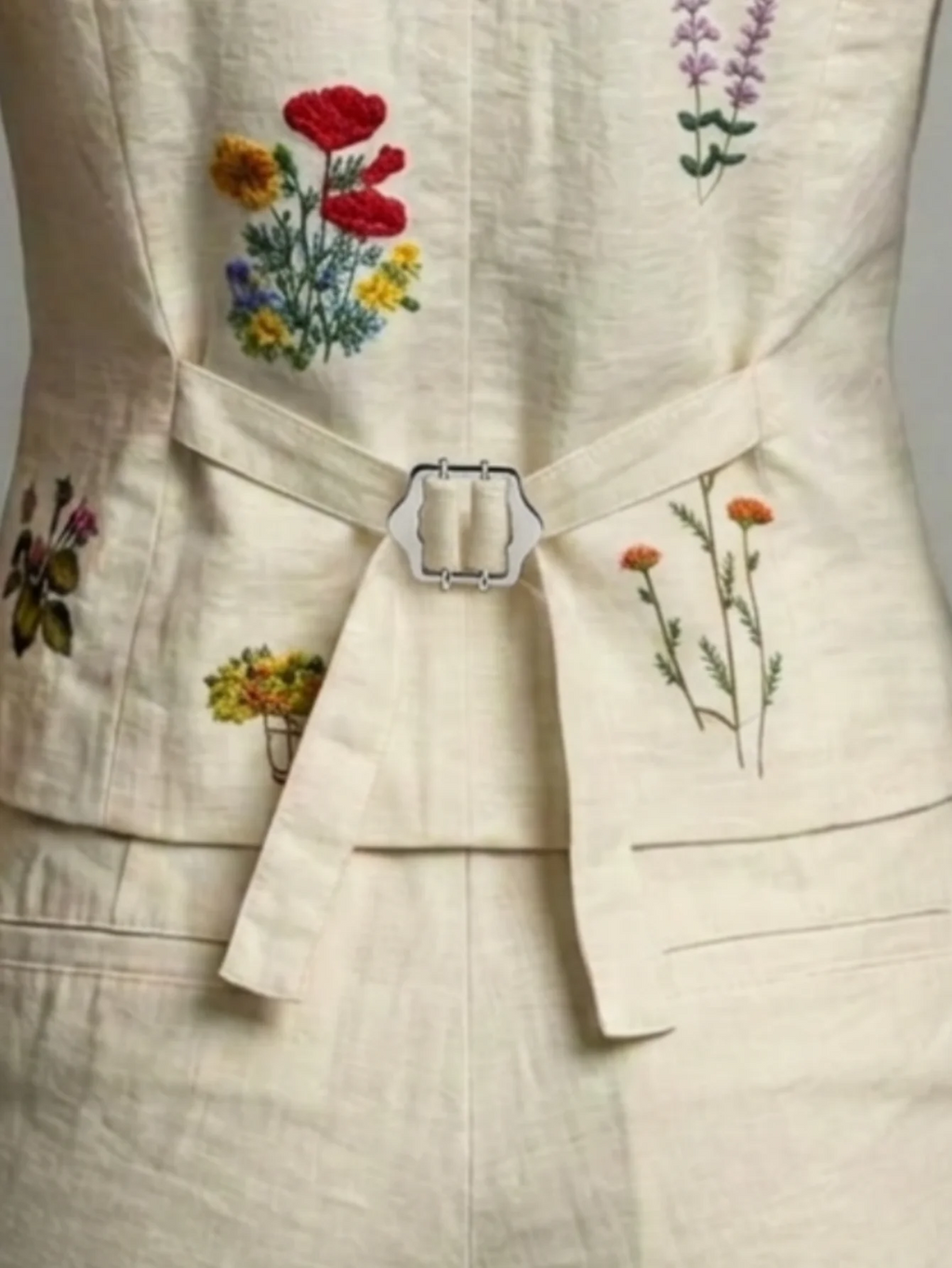 Spring Summer Autumn Linen Gilet with Unique Random Embroidery, Elegant Versatile Commuter Outer‑wear Vest - Matrix Studios