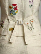 Spring Summer Autumn Linen Gilet with Unique Random Embroidery, Elegant Versatile Commuter Outer‑wear Vest - Matrix Studios