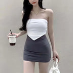 2026 New High Waist Thin Pencil Silk Mini Skirts Night Club Wear Wrap Hips Sexy Casual Black White Short Skirt for Women Summer - Matrix-studios.com