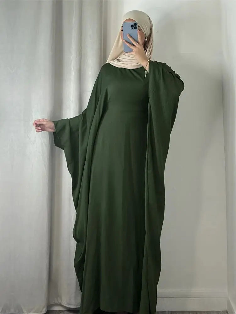Ramadan Eid Soft Crepe Khimar Batwing Abaya Dubai Islam Muslim Modest African Dresses For Women Kaftan Kebaya Robe Femme Musulma - Matrix-studios.com