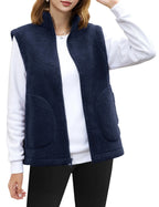 TACVASEN Polar Fleece Vests Women Fall Winter Lightweight Stand Collar Waistcoats Warm Soft 4 Pockets Sleeveless Outwear Jackets - Matrix Studios