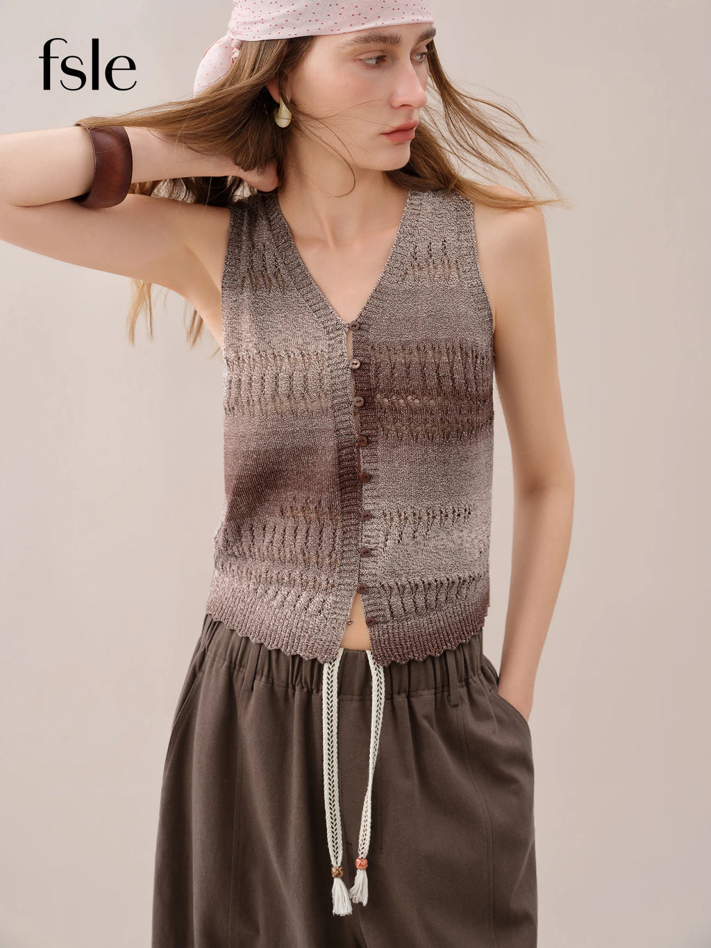 FSLE【Premium Series】 2026 Summer Women's Relaxed Fit Knitted Vest - Vacation Style Sleeveless Top for Resort Outings - Matrix Studios