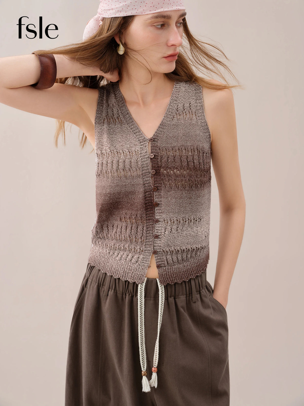 FSLE【Premium Series】 2026 Summer Women's Relaxed Fit Knitted Vest - Vacation Style Sleeveless Top for Resort Outings - Matrix Studios