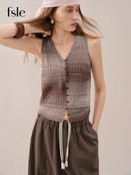 FSLE【Premium Series】 2026 Summer Women's Relaxed Fit Knitted Vest - Vacation Style Sleeveless Top for Resort Outings - Matrix Studios