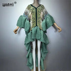 WINYI Middle East Boho Maxi Kaftan Dress Elegant Pleated Elastic Beach Cover up Luxury Party Evening Dubai Style Abaya - Matrix-studios.com