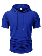 Summer Men's Hooded Sweatwear Casual Short Sleeve Loose T-shirt Solid Color Lightweight Hoodie Fitness Breathable Tops - Matrix Studios