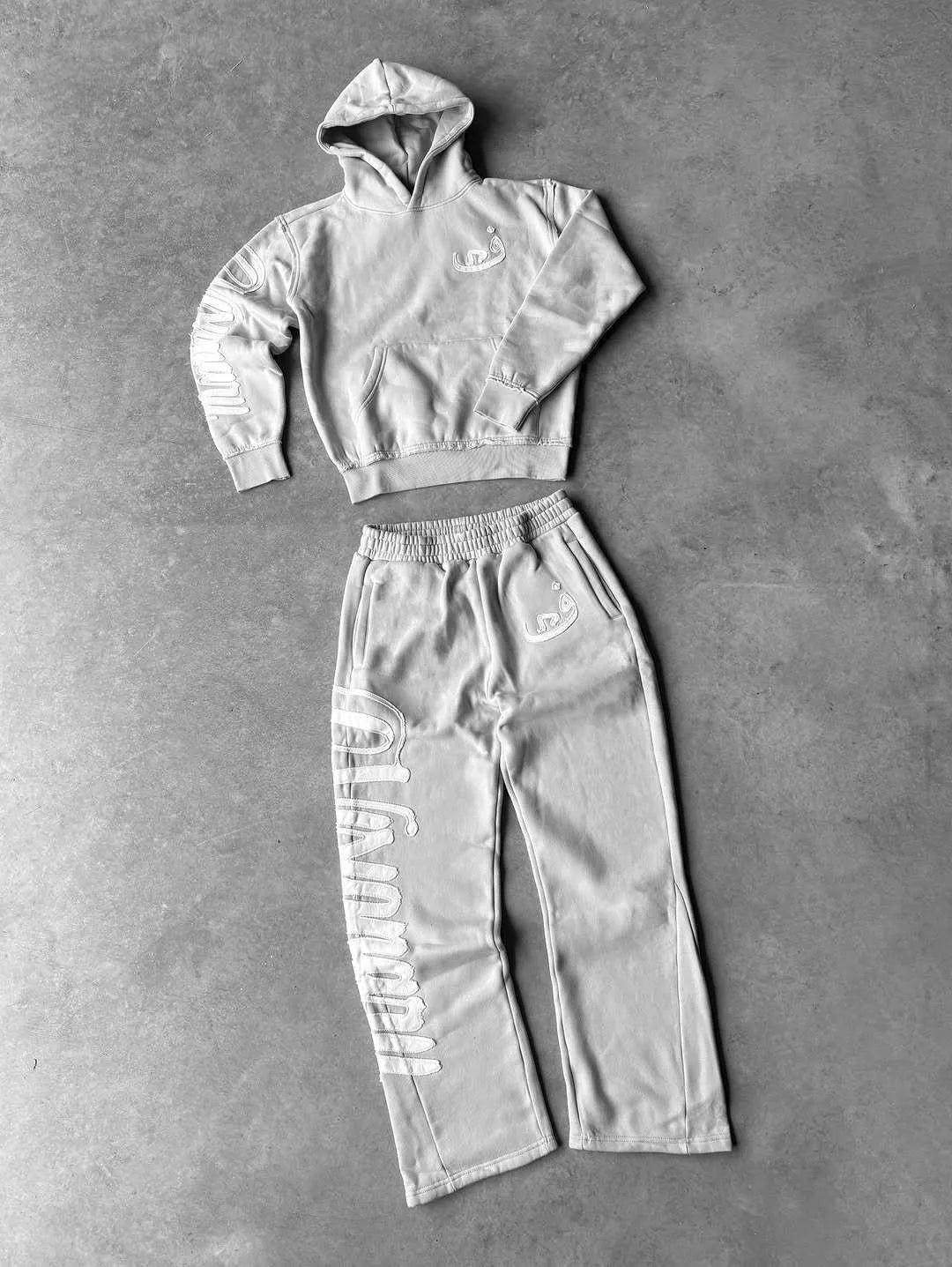 2026 New Year Street Trend Splicing Men's and Women's Set New Hooded Sportswear Casual Straight Pants Y2K