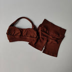 2 Pieces Yoga Suit for Women Seamless Fitness Gym Clothes Halter Sports Bra Matching Shorts Workout Sets Gym Set Outfit - Matrix-studios.com