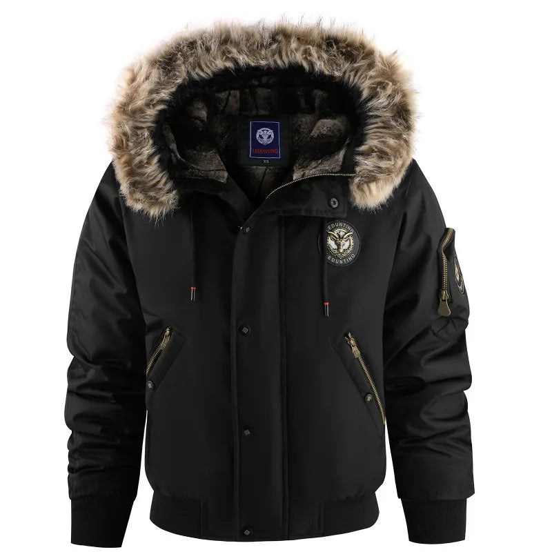 New Winter Men Hooded Fur Collar Down Jackets Male Outwear Casual Fleece Parkas Warm Coats Good Quality Men Slim Fit Jackets 3XL - Matrix Studios