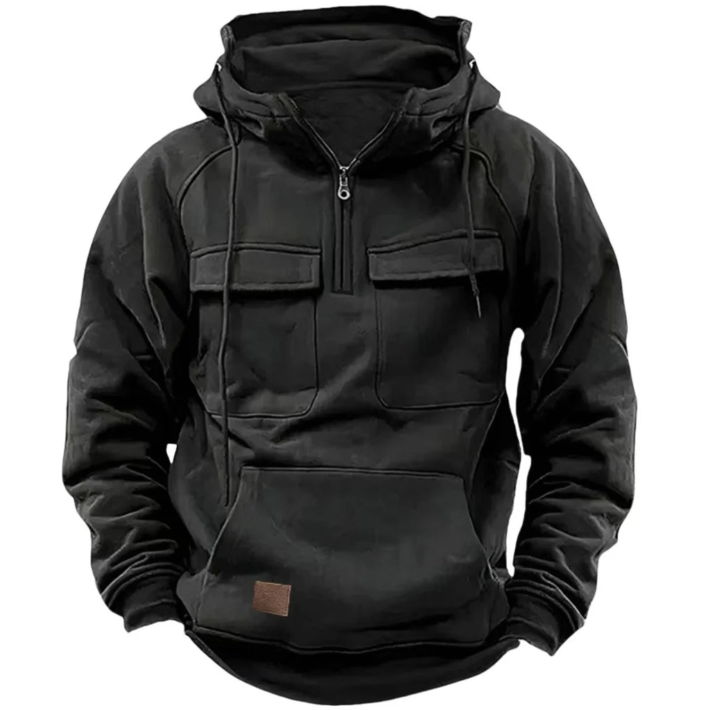 Men's Casual Sports Hooded Sweatshirt New Style Outdoor Thick Fashionable Loose Long-Sleeved Pullover with Multiple Pockets - Matrix Studios