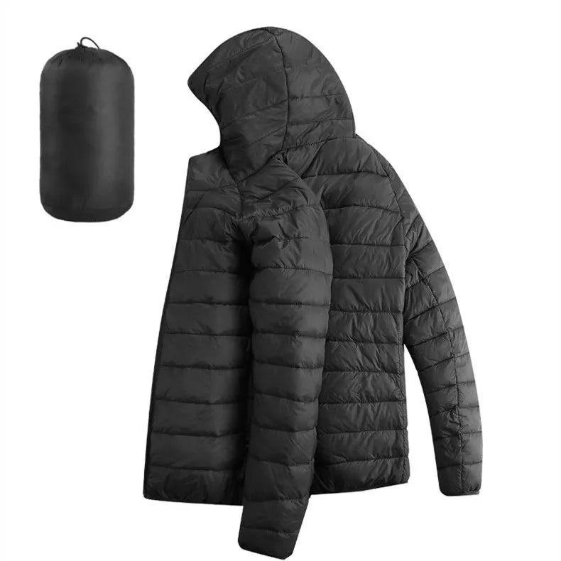 Men Hiking Down Cotton Jacket Hooded Lightweight Parkas Zip Pocket Fashion Outerwear Casual Padded Jacket and Coat Men Winter - Matrix Studios