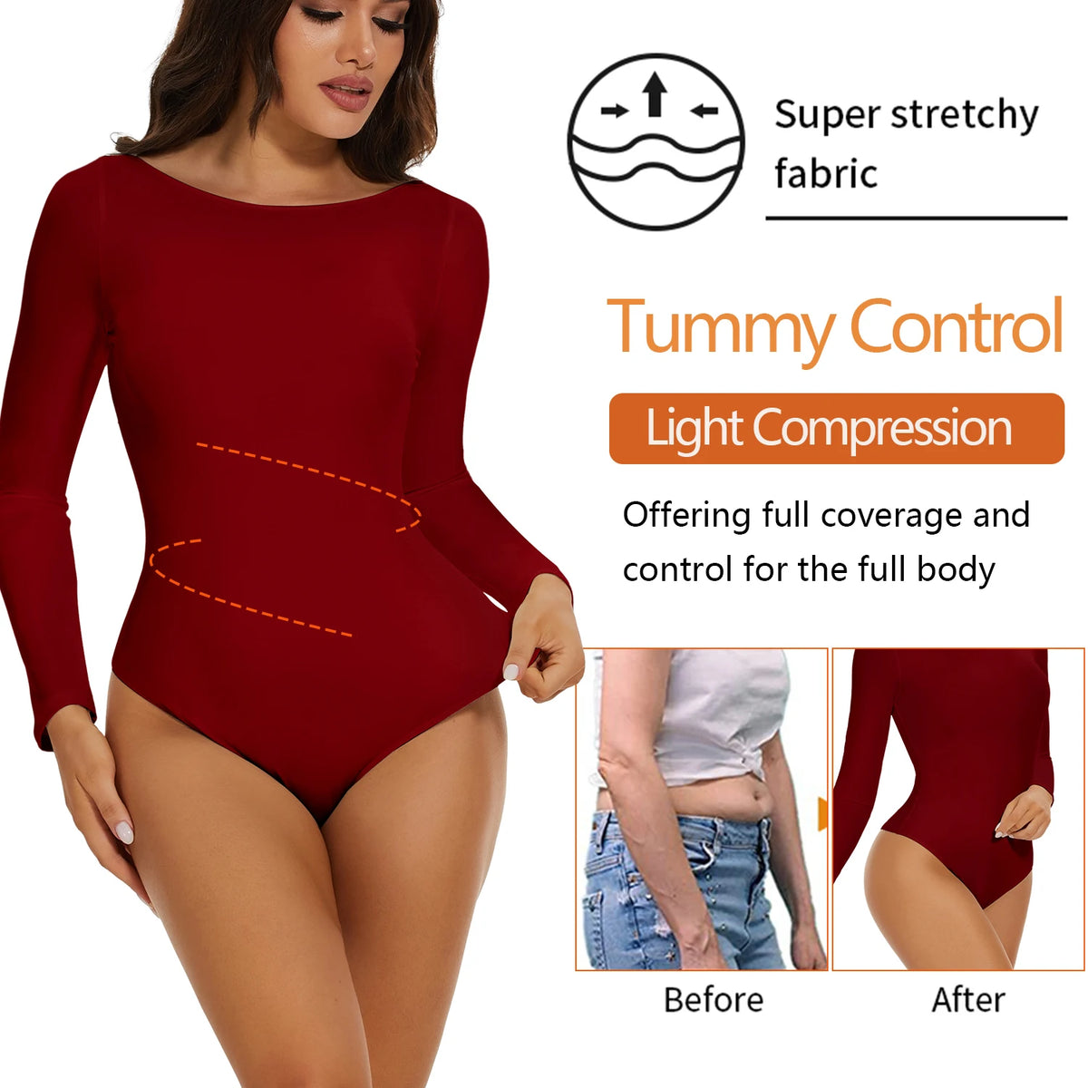Women's Round Collar Elastic Bodysuit Long Sleeve Jumpsuit Shapewear Shaper Lady Sexy New Female Warm Clothes Autumn Winter - Matrix Studios