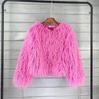 Colorful Warm Faux Women Fur Coat Loose Black White Pink Plush Coat Female Jacket Fur Autumn Winter Shaggy Outerwear - Matrix Studios
