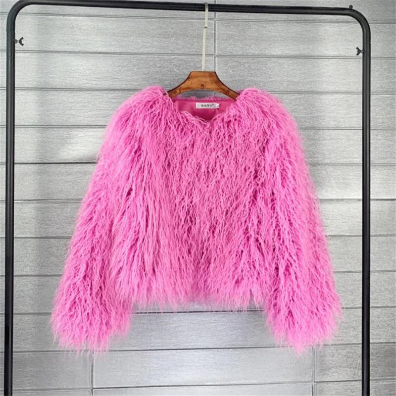 Colorful Warm Faux Women Fur Coat Loose Black White Pink Plush Coat Female Jacket Fur Autumn Winter Shaggy Outerwear - Matrix Studios