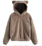 Autumn Winter Women's Hoodies Winter Women Long Sleeve Rabbit Ear Hood Sweatshirt Cute Plush Warm Casual Hoodie Tops - Matrix Studios