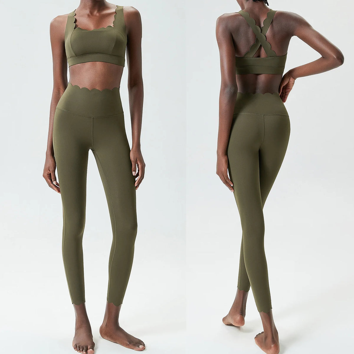 Women Solid Color Gym Suit Two Pieces Fitness Yoga Set Super Streth Slim Fit Running Sportswear Breathable Workout Clothes - Matrix-studios.com