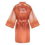 Caramel Wedding Bride Bridesmaid Robes Dressing Gown Sexy Women Bathrobe Night Shirts Short Women Kimono Mesh Sleeve - Matrix-studios.com