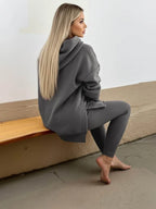 Pants Set Long Sleeve Hooded Pocket Loose Top High Waist Slim Leggings For Women Daily Home Fitness Jogging Outdoor Leisure Matching Outfit - Matrix-studios.com