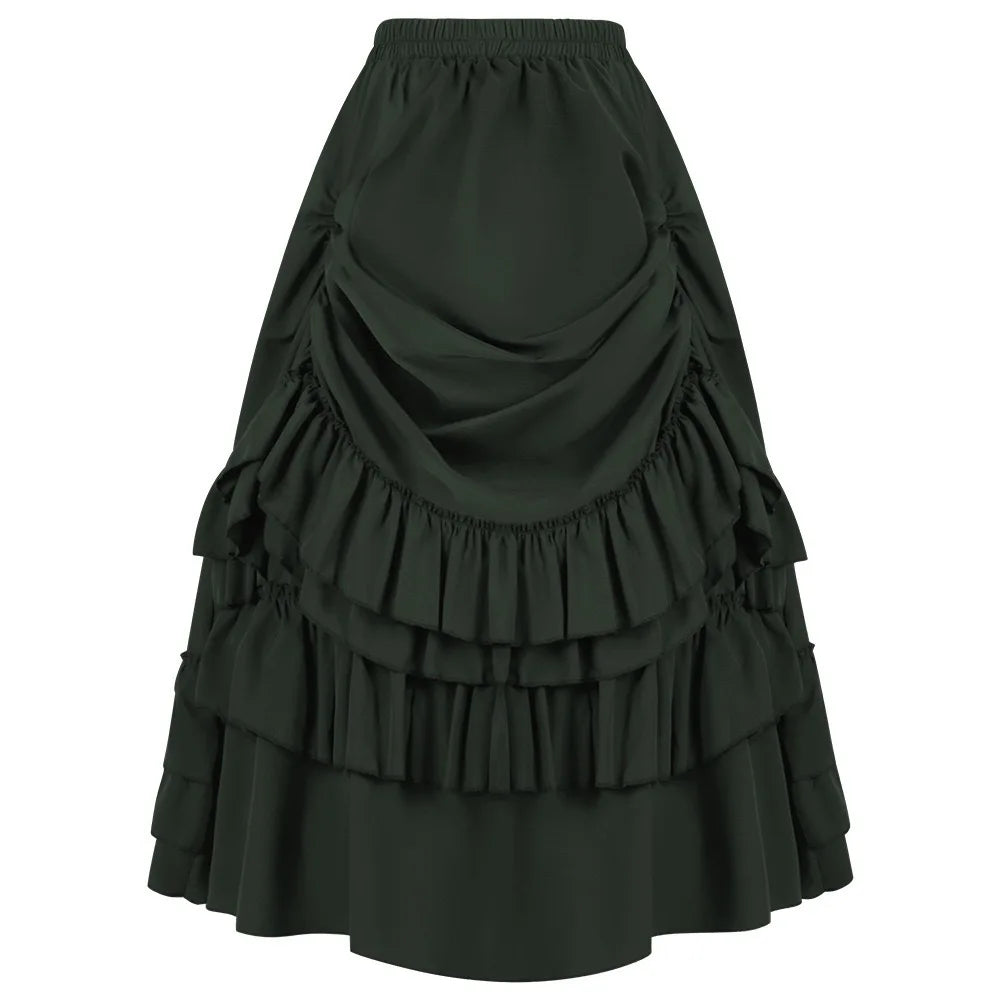 Brown Ruffled High Waisted Long Victorian Skirt Steampunk Skirts Womens Party Wear Gothic Vintage Clothes Medieval Costume Sexy - Matrix-studios.com