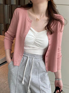 Summer New Women Cardigan Korean Elegant Knitted Long Sleeve Female Casual Sweater Tanks Fashion New Slim Ladies Casual Tops - Matrix Studios