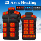 Men Autumn winter heating Cotton Vest 23 area Heated V neck vest Women Outdoor Flexible Thermal Winter Warm Jacket M-7XL - Matrix Studios