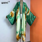 WINYI Summer New Fashion Print Women Cardigan Loose Long Dress Elegant Party Boho Maxi Beach Holiday Cover Up Kimonos Kaftan - Matrix Studios