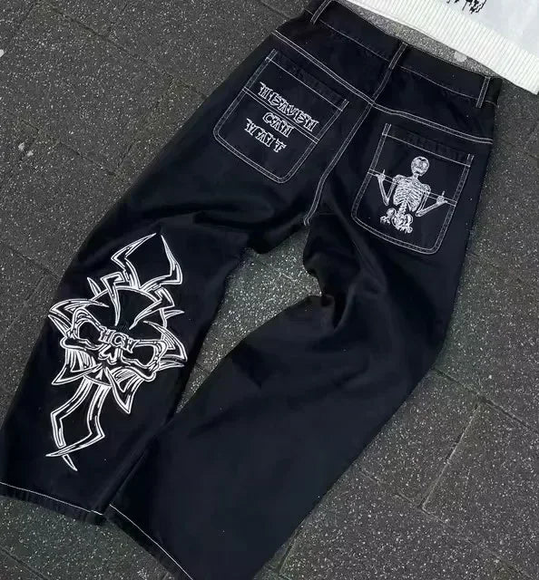 Vintage Heavy Jeans Y2K Clothes Men Women Harajuku Hip Hop Multi Pocket Washed Distressed Baggy Jeans Oversized Wide Leg Trouser - Matrix Studios