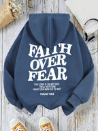Casual Women's Hoodies Faith Over Fear Letter Printing Sweatshirts Fleece Warm Comfortable Pocket Pullovers Autumn Streetwear - Matrix Studios