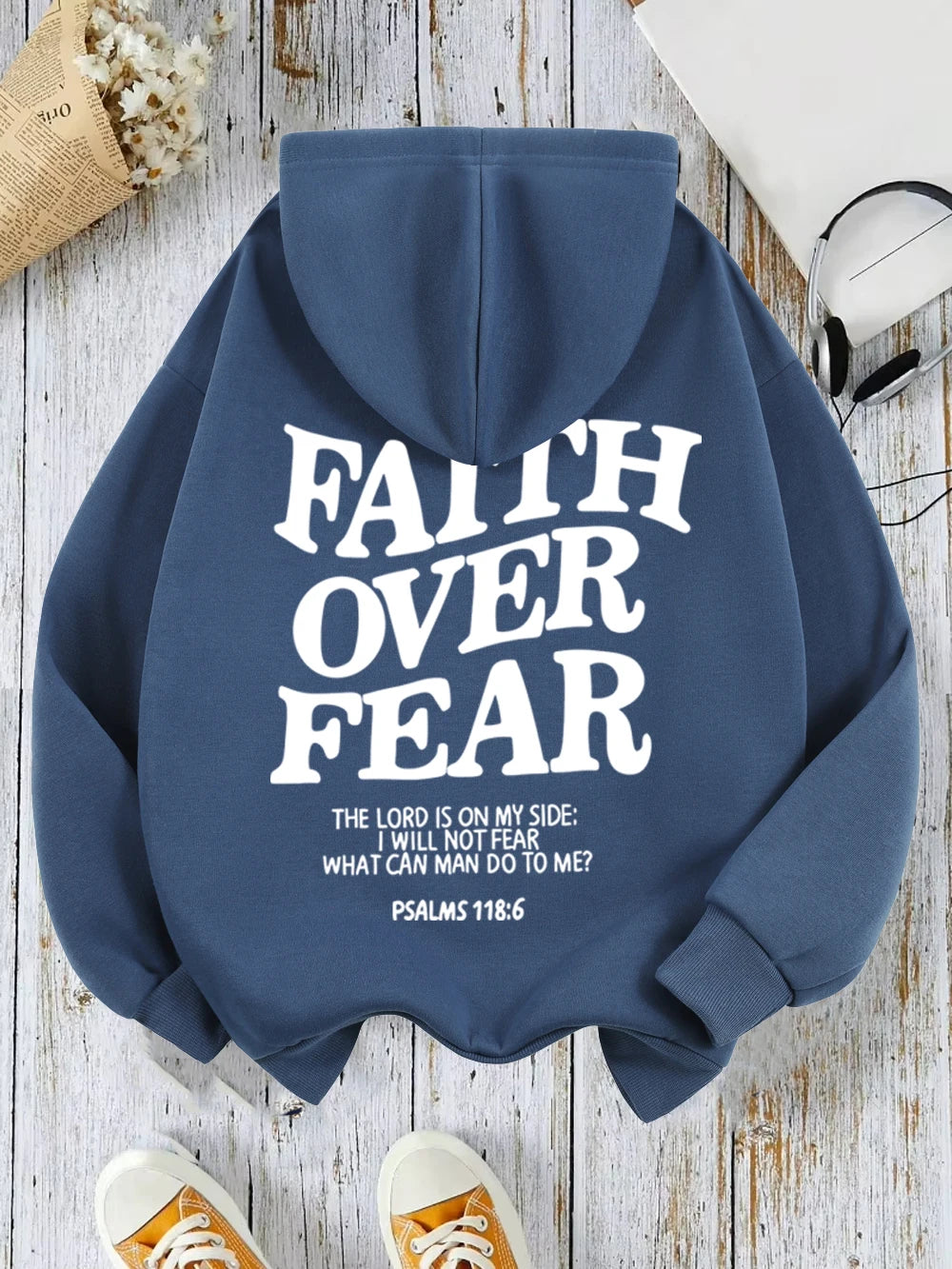 Casual Women's Hoodies Faith Over Fear Letter Printing Sweatshirts Fleece Warm Comfortable Pocket Pullovers Autumn Streetwear - Matrix Studios
